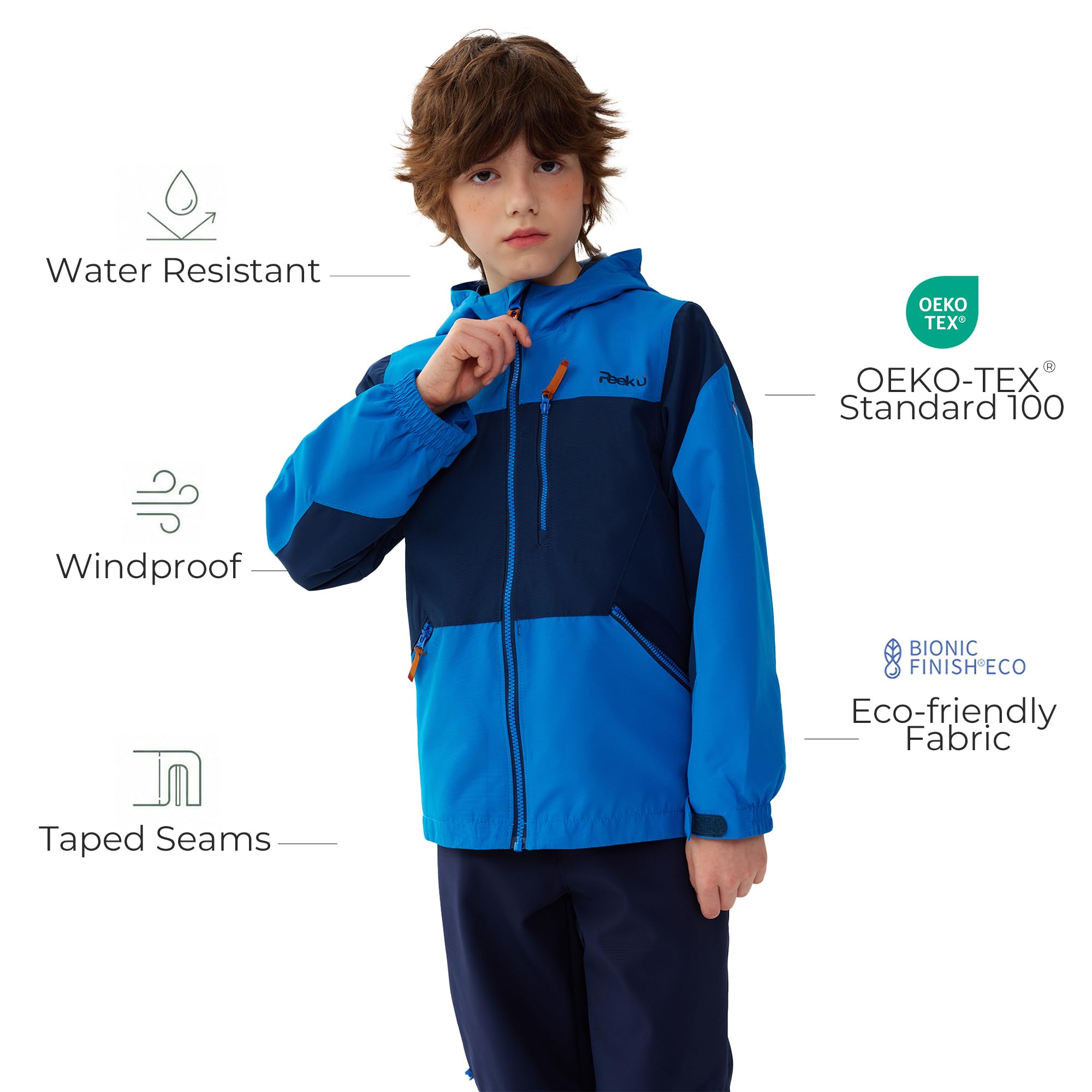 Outdoor-Shelljacke, wasserabweisende und winddichte Jacke mit versiegelten Nähten, Regenjacke für Jungen und Mädchen