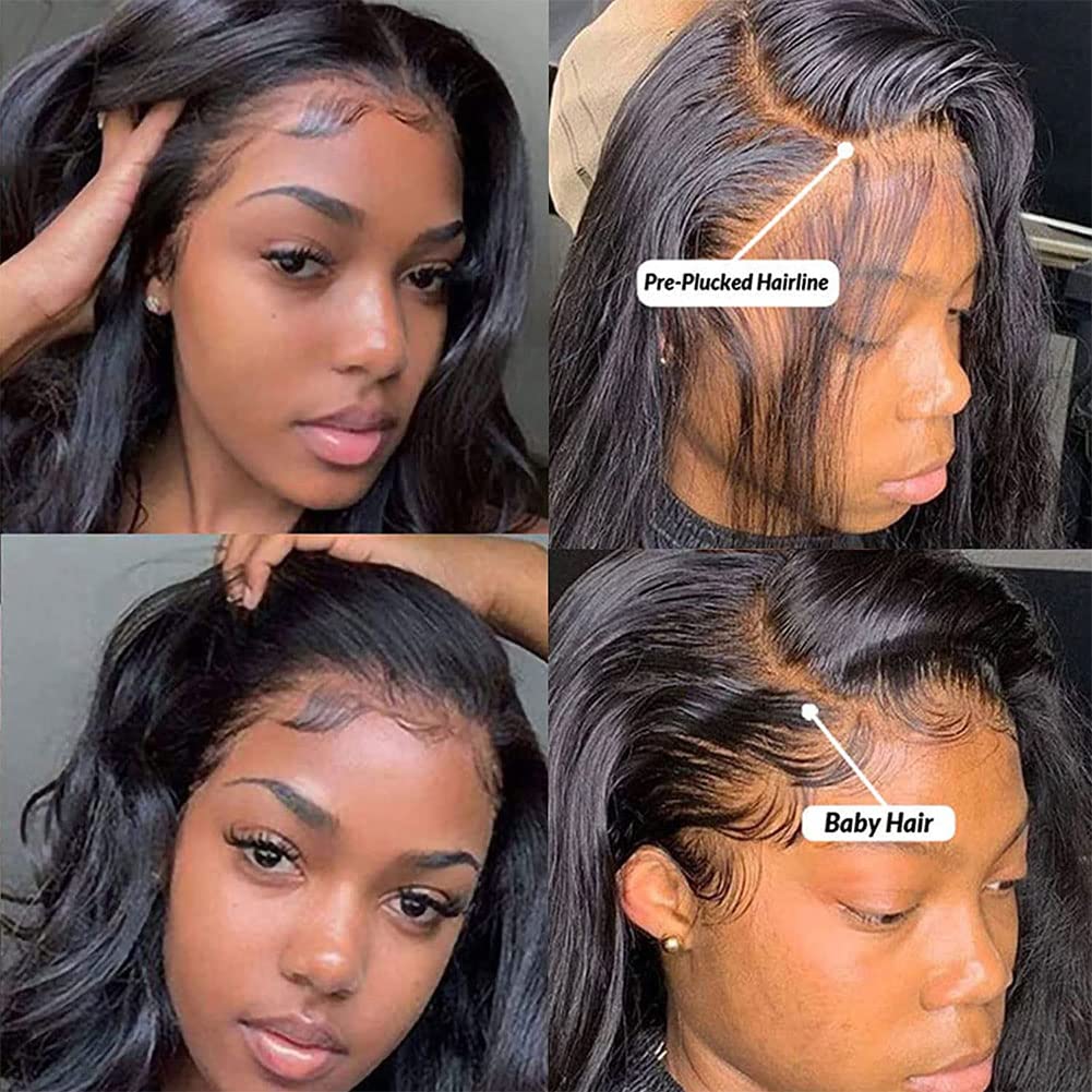 18 Inch 13x4 HD Lace Frontal Closure 100% Brazilian Virgin Human Hair Body Wave Ear to Ear Transparent Lace Frontal Pre Plucked with Baby Hair