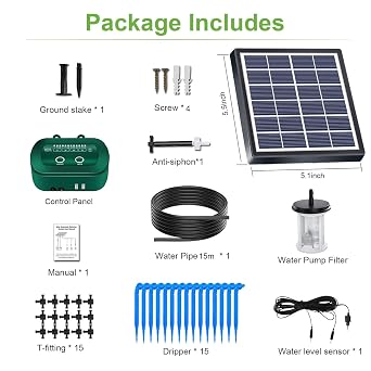 Lewisia Solar Automatic Drip Irrigation Kit with Automatic Watering System