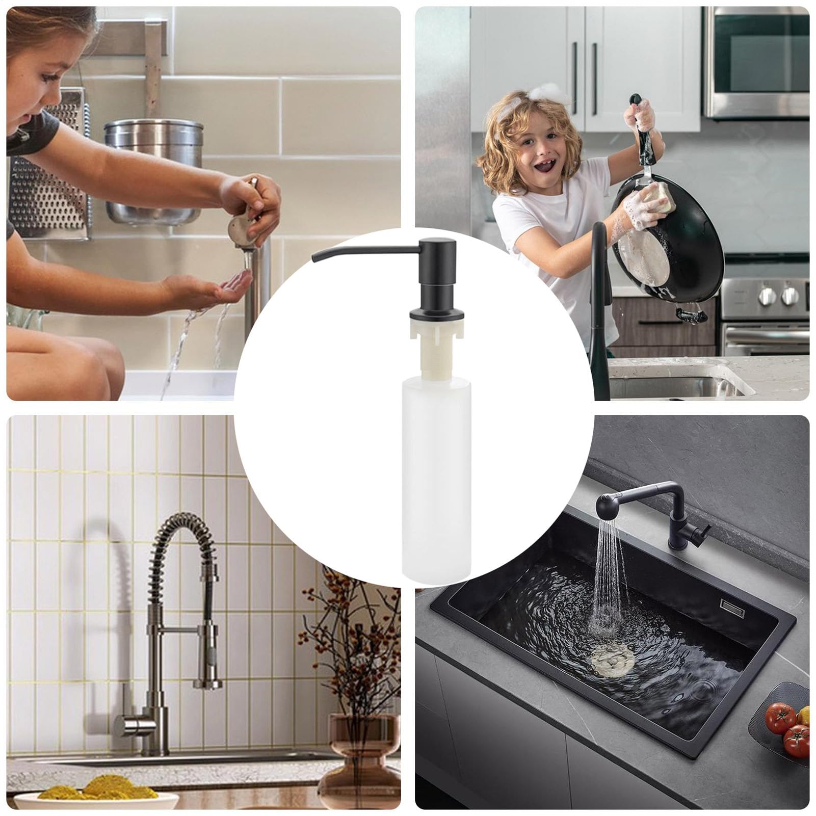 Dispenser Di Sapone Per Lavello Cucina Tubo Estensione Pompa Schiuma | Distributore sapone da incasso per lavello Porta detersivo decorativo, piano cucina, bagno, lozione mani