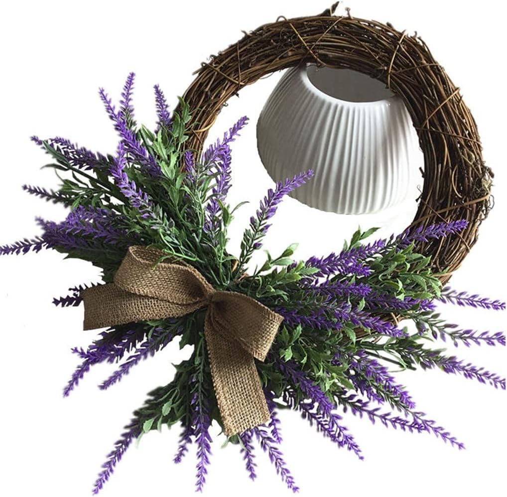 Lavender Flower Wreath Floral Plant Flowers Hanging Decor 14 for Front Door Outdoor Wedding