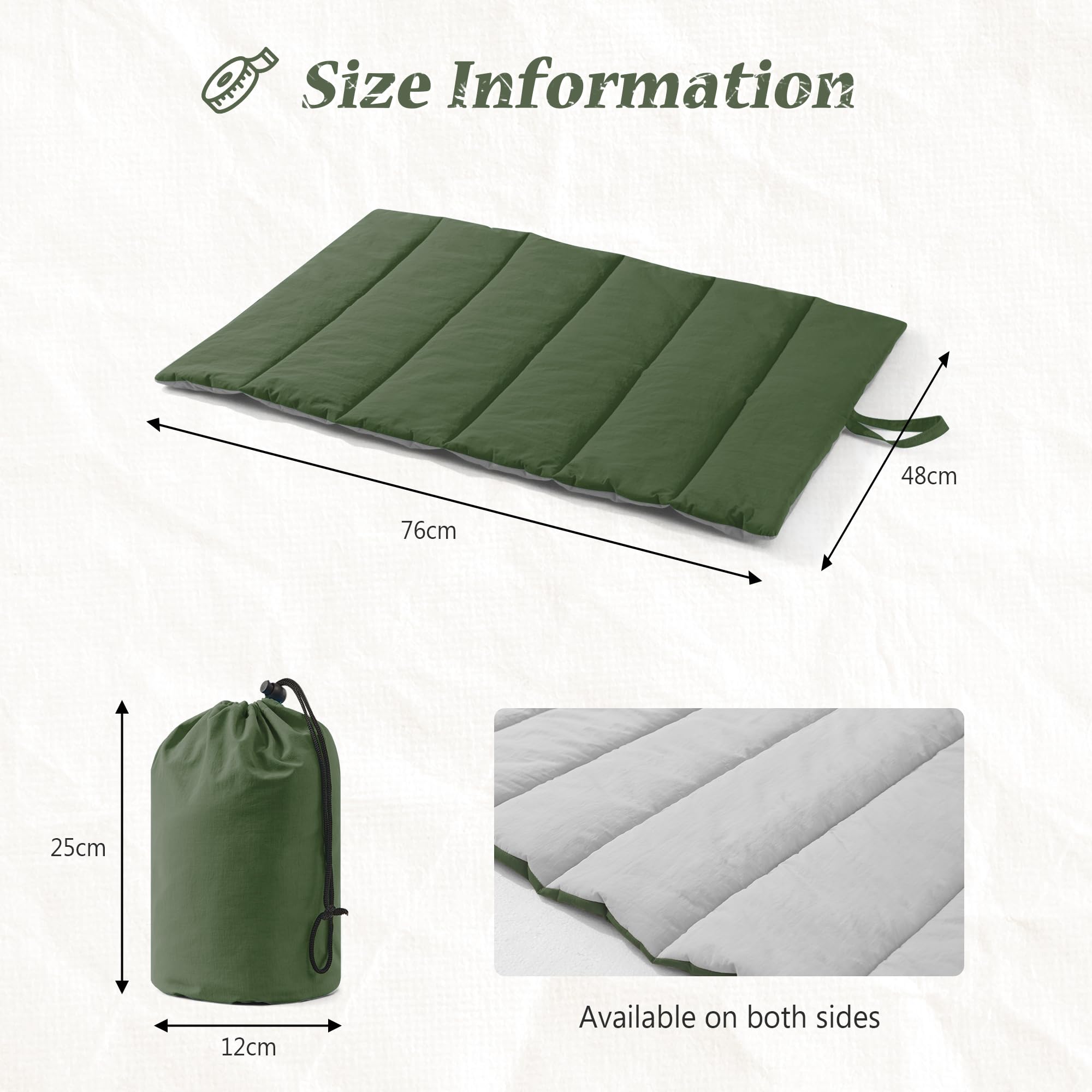 UNIKOME Cuccia Cane Grande per Interno e Esterno, Cuscino Cane Impermeabile, Facile da Lavare, Pieghevole, Resistente Materassino Cani/Gatto/Pet per Viaggi All'aperto (Verde+Grigio, 76x48cm)