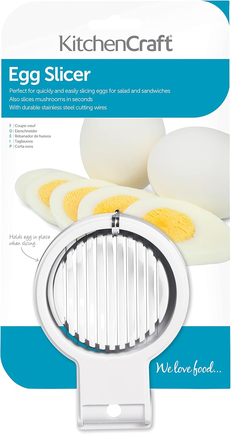 KitchenCraft KCEGGPL Boiled Egg Slicer, Plastic, 12 x 9 x 4 cm, White