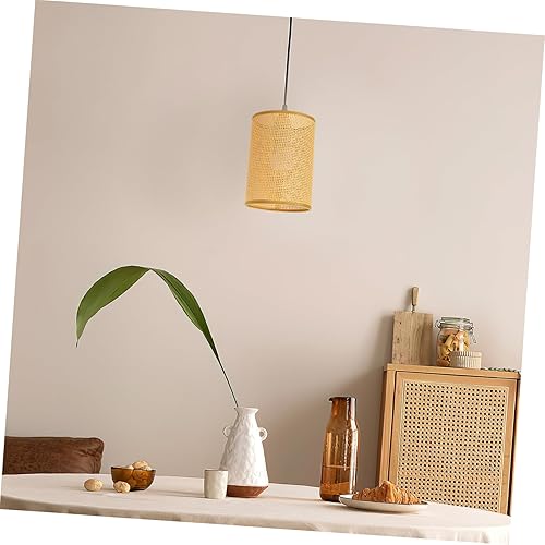 Miniatura 4 de Pantalla de lámpara de ratán, pantalla de tambor, pantalla de lámpara tejida, cubierta de luz cilíndrica tejida natural, pantalla de lámpara de