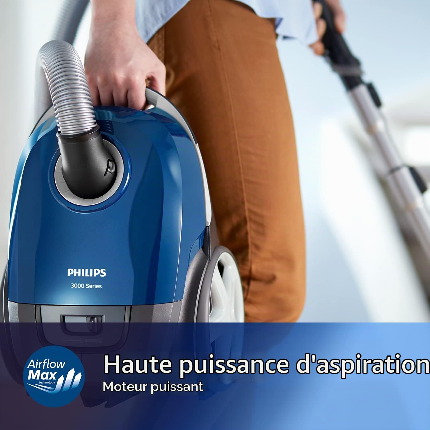 Philips Performer Compact Série 3000 Aspirateur avec Sac - 900 W avec Filtre Anti-Allergènes, Rayon d'action de 9 m (XD3110/09) & Philips FC8021/03 4 Sacs S'bagTM