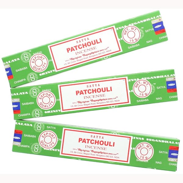 Satya Nag Champa Patchouli Lot de 3 paquets de bâtonnets d'encens