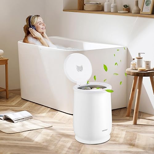 Miniatura 8 de COSTWAY Calentador de toallas estilo cubo, calentador de toallas grande con tapa abatible, apagado automático, ideal para 2 toallas de gran tamaño