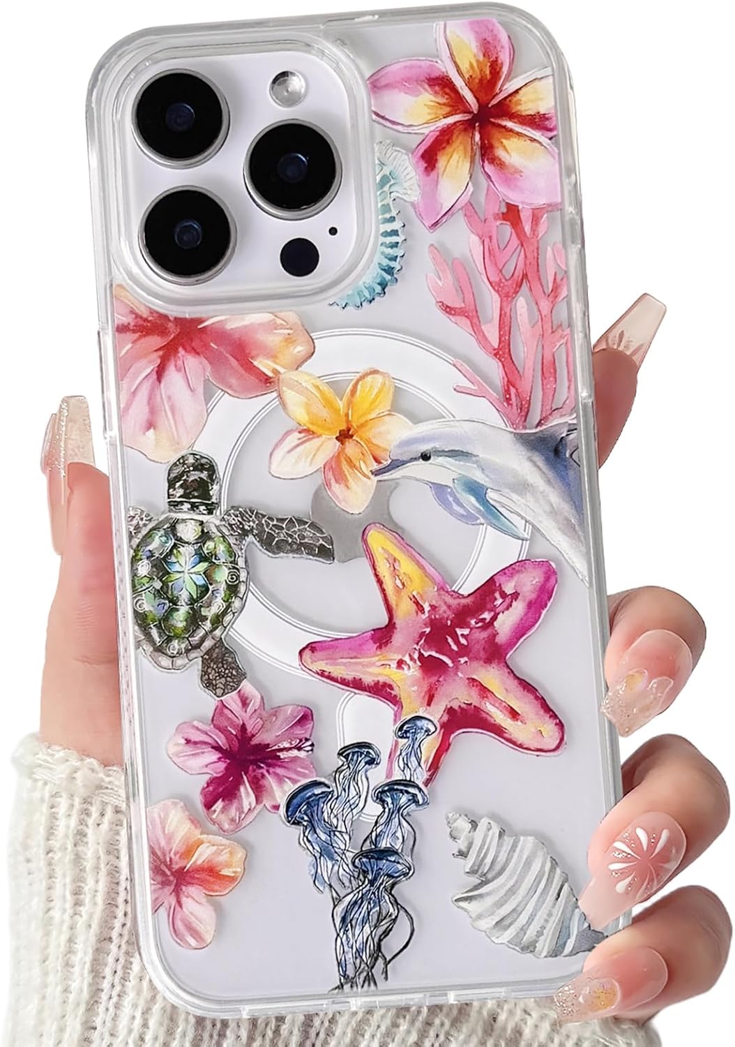 Lovmooful Magnetic for iPhone 13 Pro Case Marine Life-Dolphin