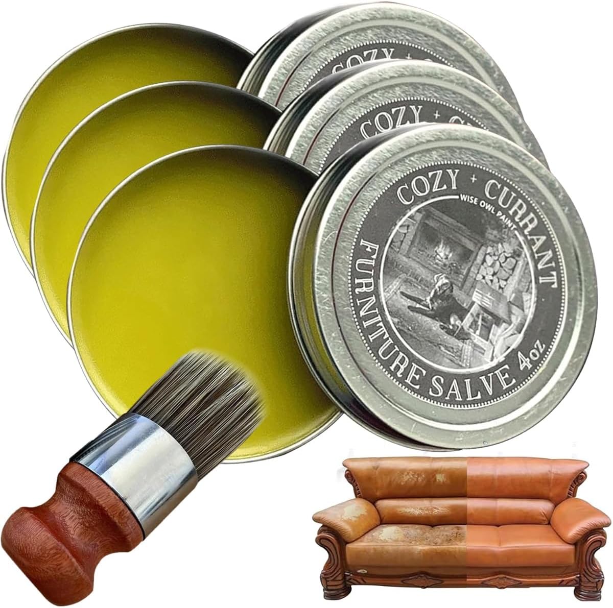 Tiwrsi Wise Owl Furniture Salve, Furniture Salve for Leather, Wise Owl Leather Salve
