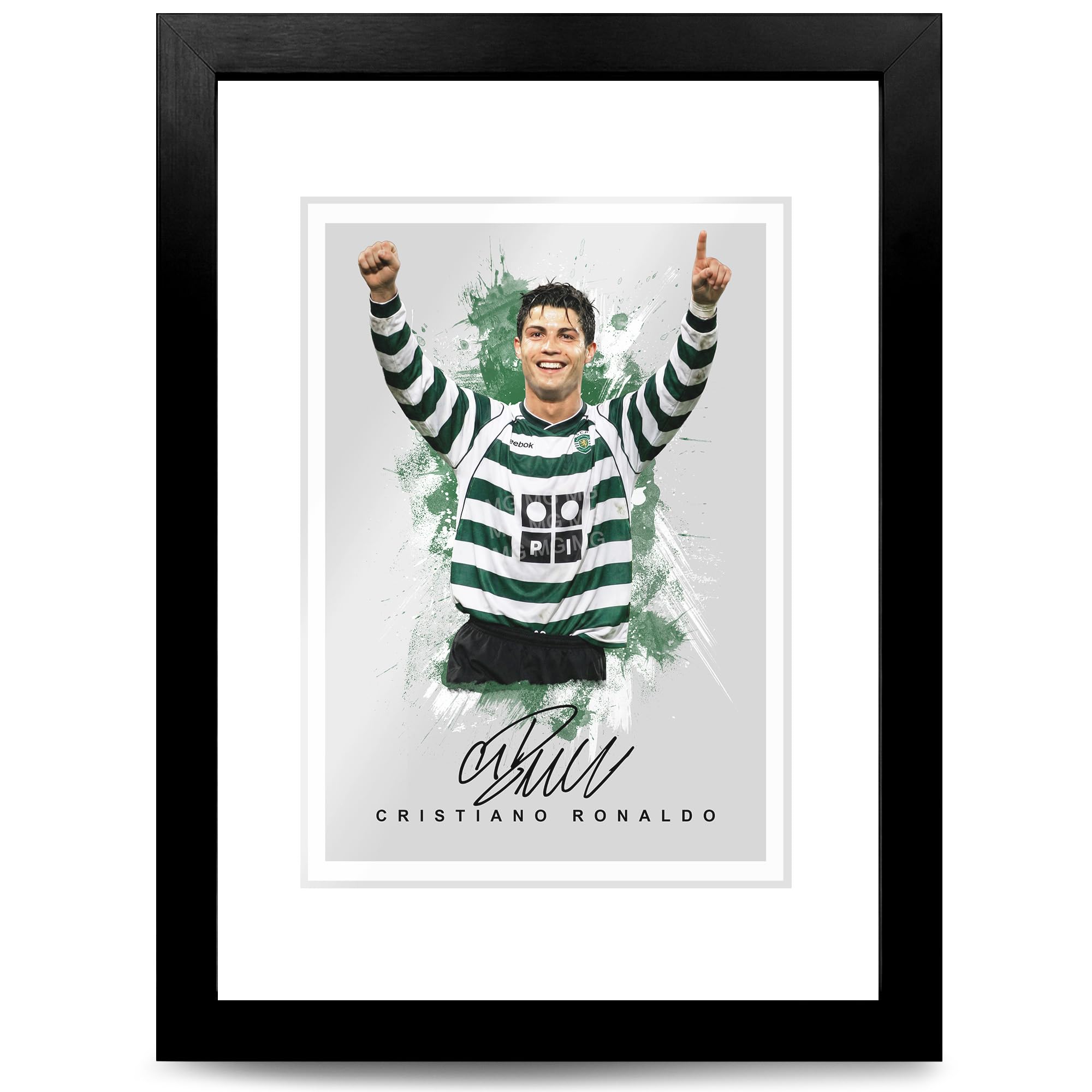 Cristiano Ronaldo Legend Signed Photo Poster Print Picture Display Autograph Memorabilia for football fans Gift Manchester United Real Madrid Juventus Portugal (Sporting, A4 Framed & Mounted) — image 1