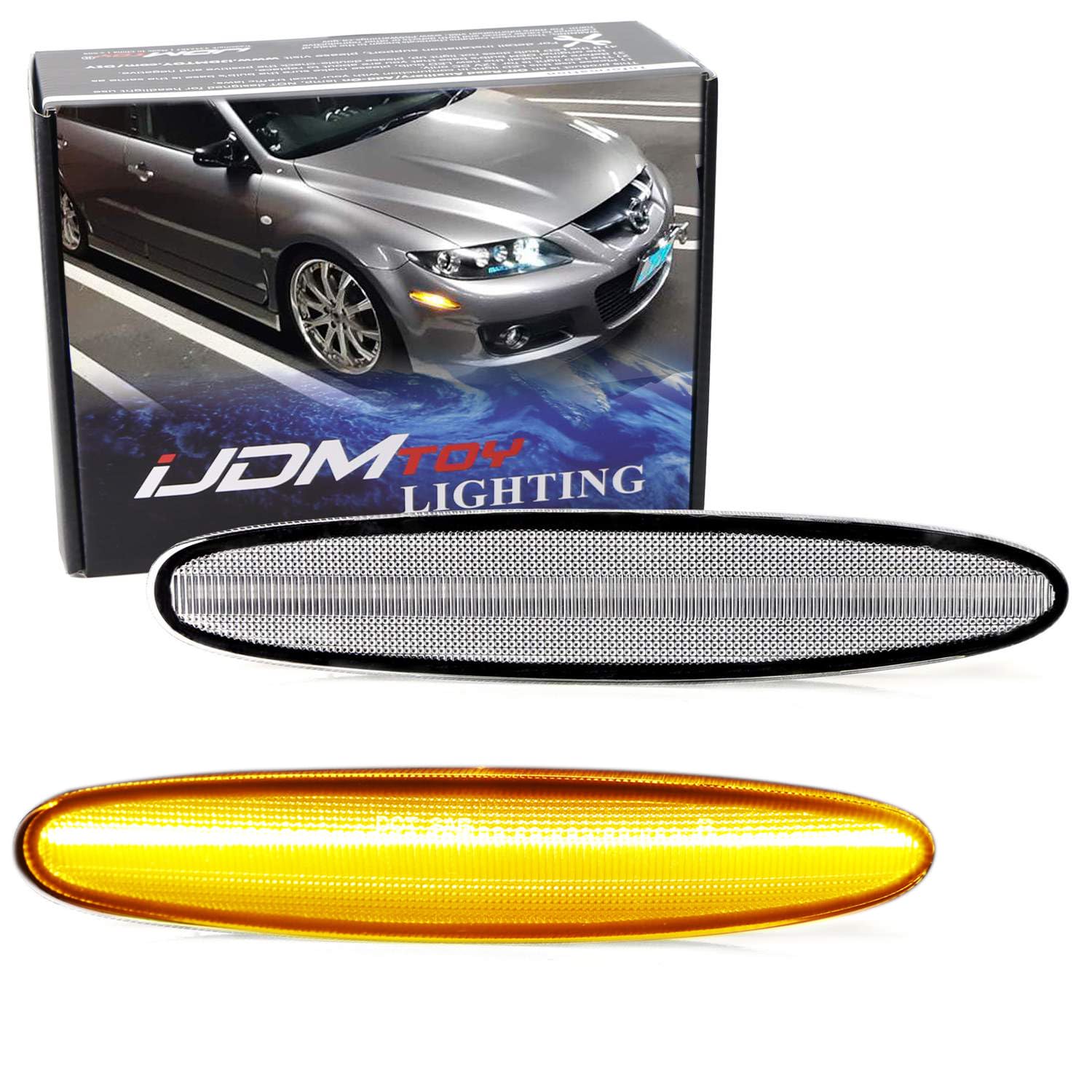 T.Miranda mark ディストーション Amazon.com: iJDMTOY White/Clear Lens Amber Full LED Front