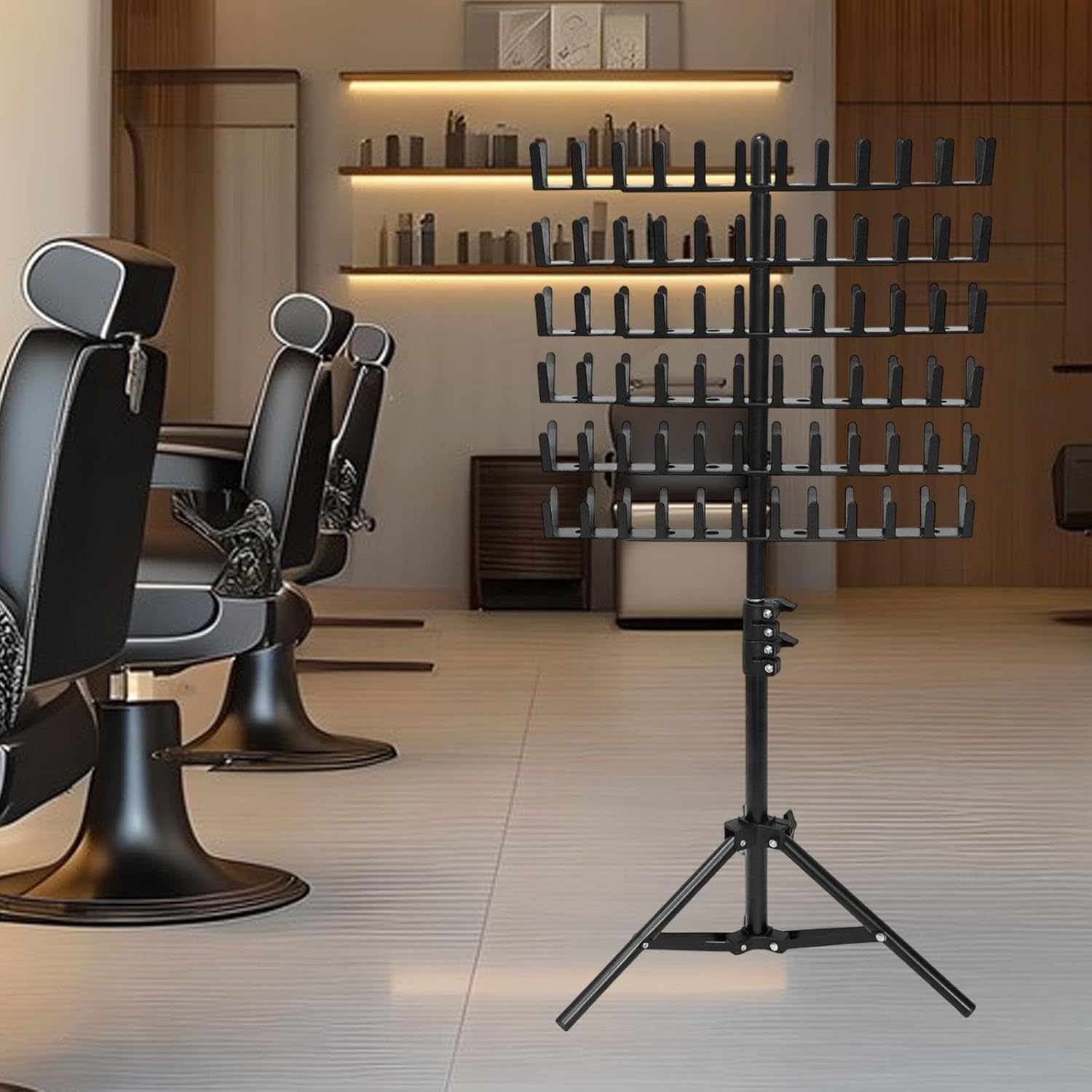 Braiding Hair Rack,Standing Hair Extension Holder,144 Pegs Hair Salon Adjustable Separator Stand for Braiders, Hairstylists