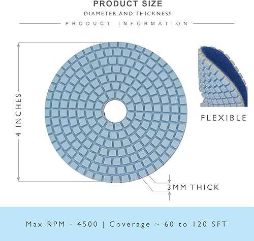 Miniatura 5 de Stadea PPW106D Almohadillas de pulido de diamante 4 "para hormigón terrazo piedra mármol granito encimera piso pulido húmedo, grano 400