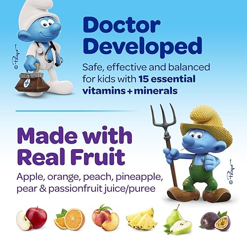 Vista 32 de The Smurfs - Gomitas nootrópicas para niños con vitamina B12 y L-teanina, gomitas de enfoque láser para suplementos de concentración y memoria