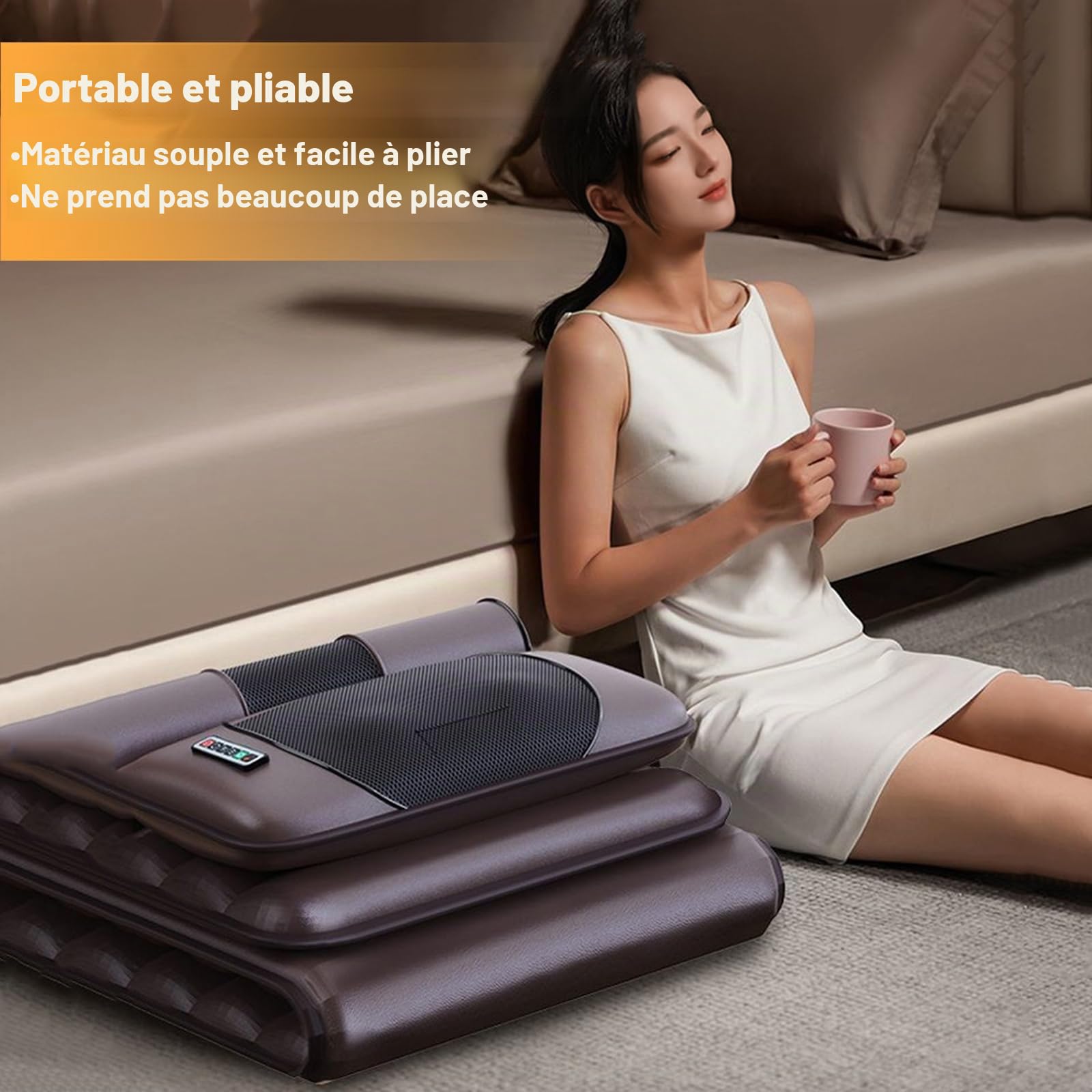 Coussin de massage dorsal avec fonction chauffante, 9 modes de massage, mode vitesse avec masseur de cou amovible et masseur multifonction pour les jambes et les pieds pour la maison et le bureau