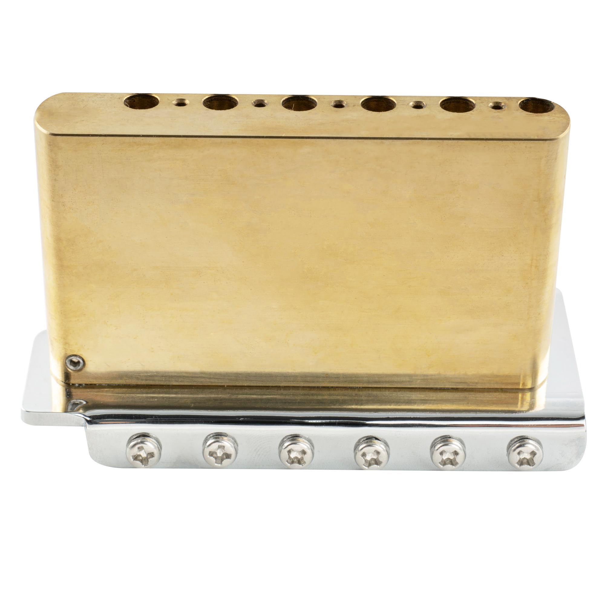 Musiclily Ultra 56mm 6-Punkt ST American Vintage Tremolo Bridge Steg mit Gebogenen Stahl Saitenreiter 42mm Messingblock für Strat Style E-Gitarre, Chrom