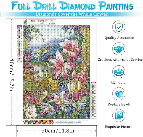 Miniatura 2 de PJOESL Kits de pintura de diamantes para adultos  Arte de diamantes de colibrí DIY 5D taladro redondo completo diamantes de imitación arte y