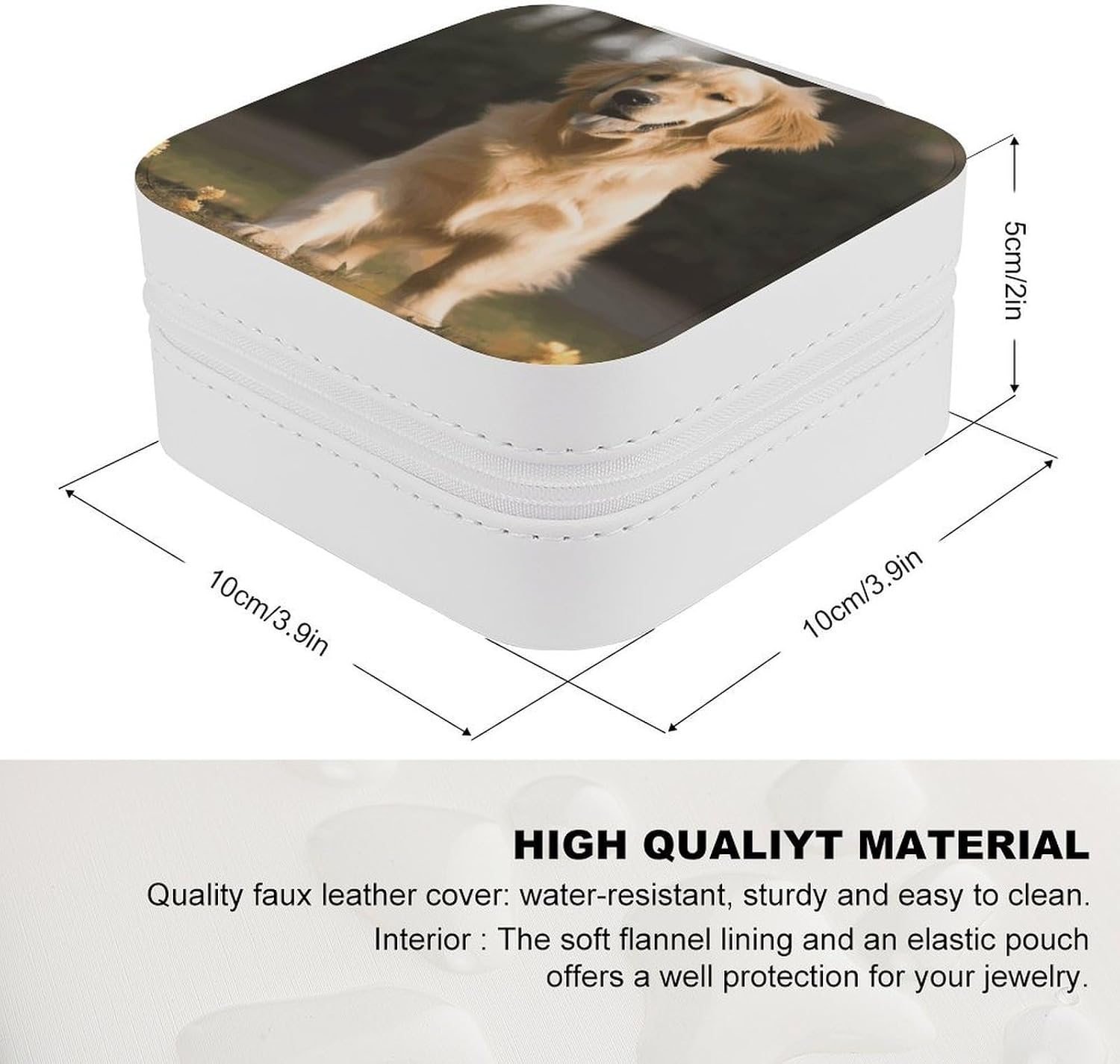 Golden Retriever Dog Jewelry Box Exquisite Leather Jewelry Organizer Portable Trinket Organizer Fashion Travel Jewelry Case for Rings Earrings Necklaces Unique Gifts for Women image 2