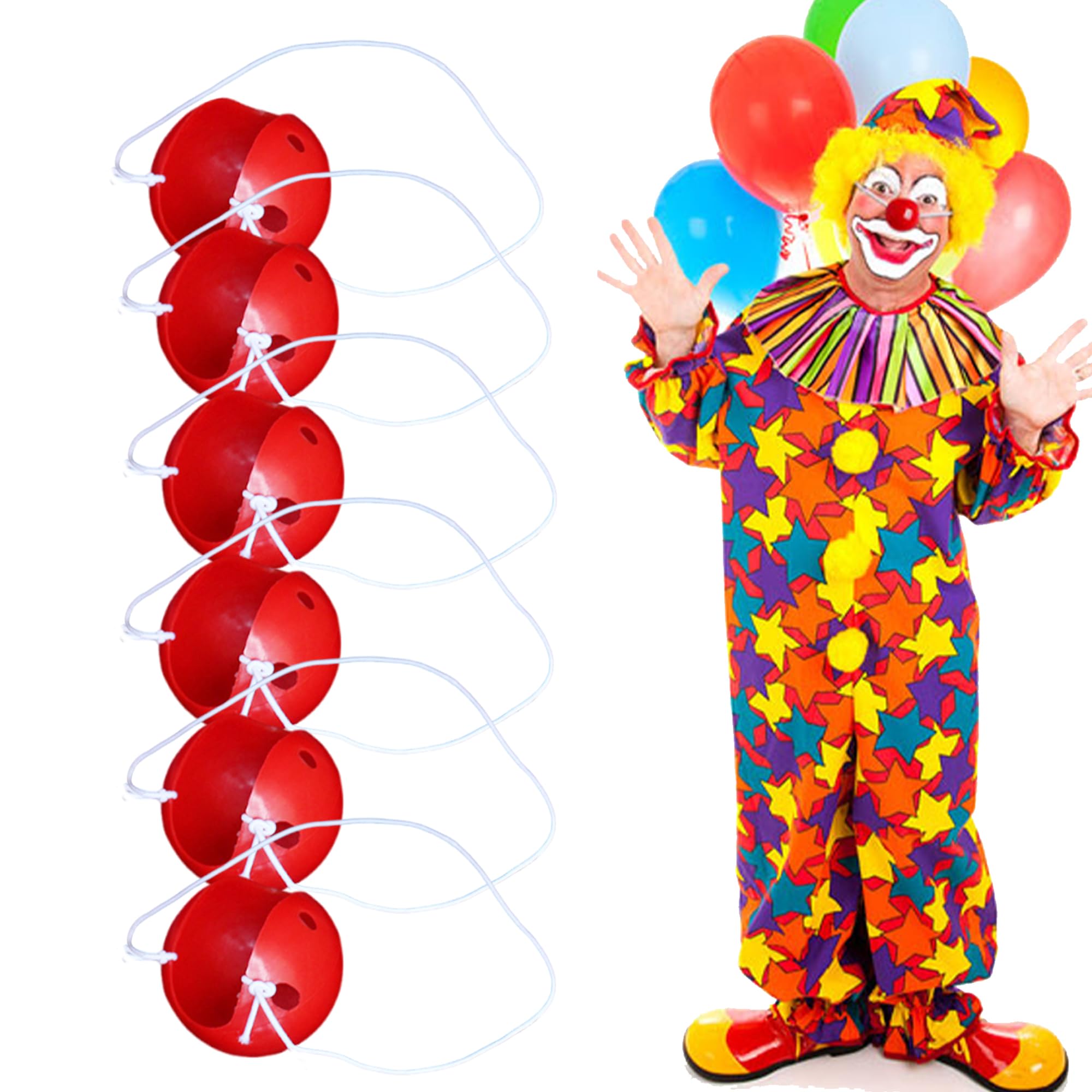 Nariz Payaso narices de Payaso Nariz de Payaso narices Payaso Material plástico con Cuerda elástica Adecuado para Carnaval, Fiesta de cumpleaños, diversas Fiestas de Halloween (plástico, 12)
