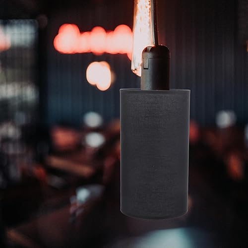 Miniatura 3 de Angoily Pantalla de lámpara cilíndrica de tambor, pantalla de tela con clip, cubierta de luz E27, repuesto para lámpara de mesa (negro)