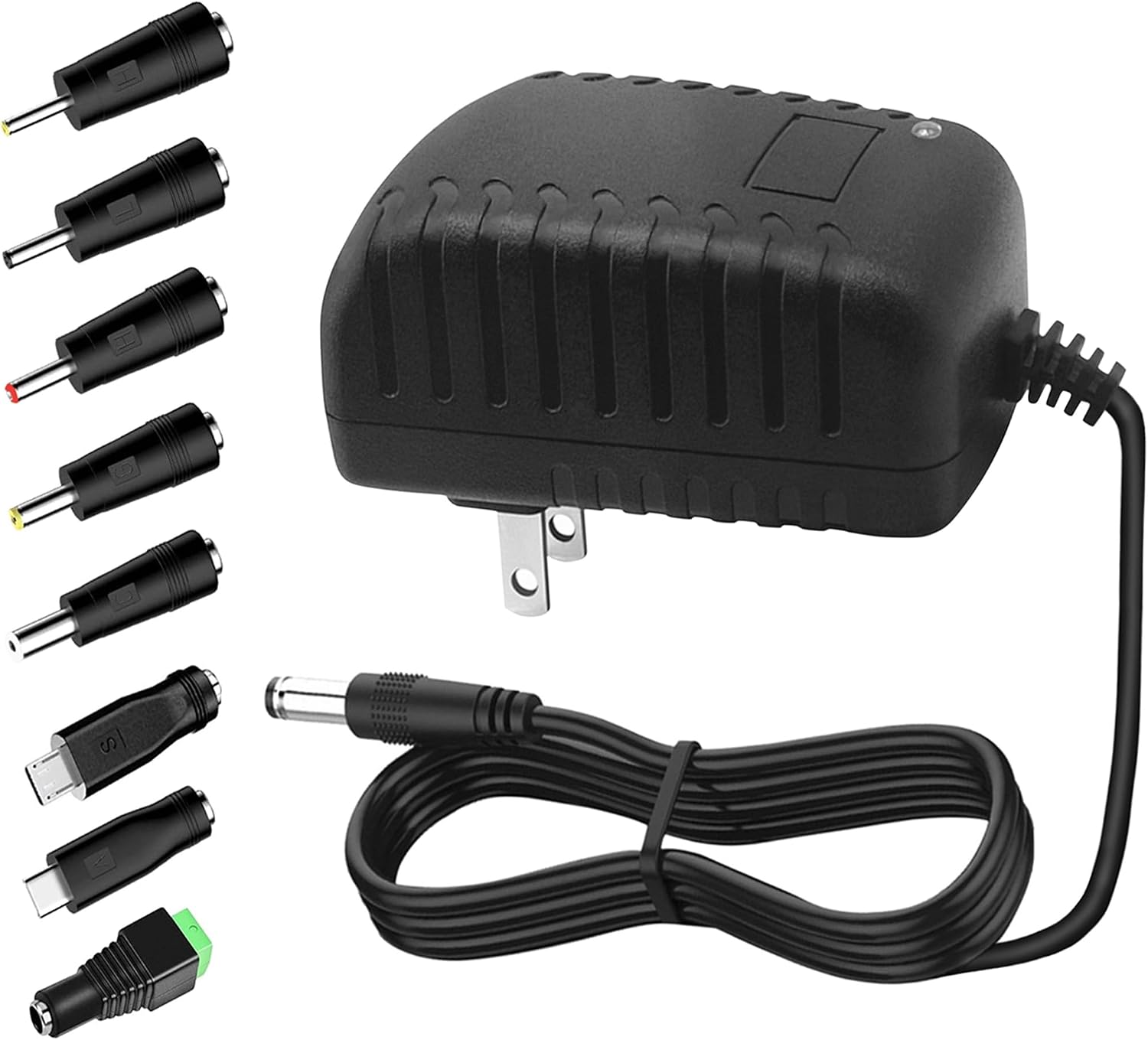 DC 5V 3A Power Supply 5V Power Adapter with 8Tips Replaceable 100V-240V AC to DC Converter 5 Volt 3 Amp 2A 1A Transformer Power Supply for TV Box Speaker Webcam Router