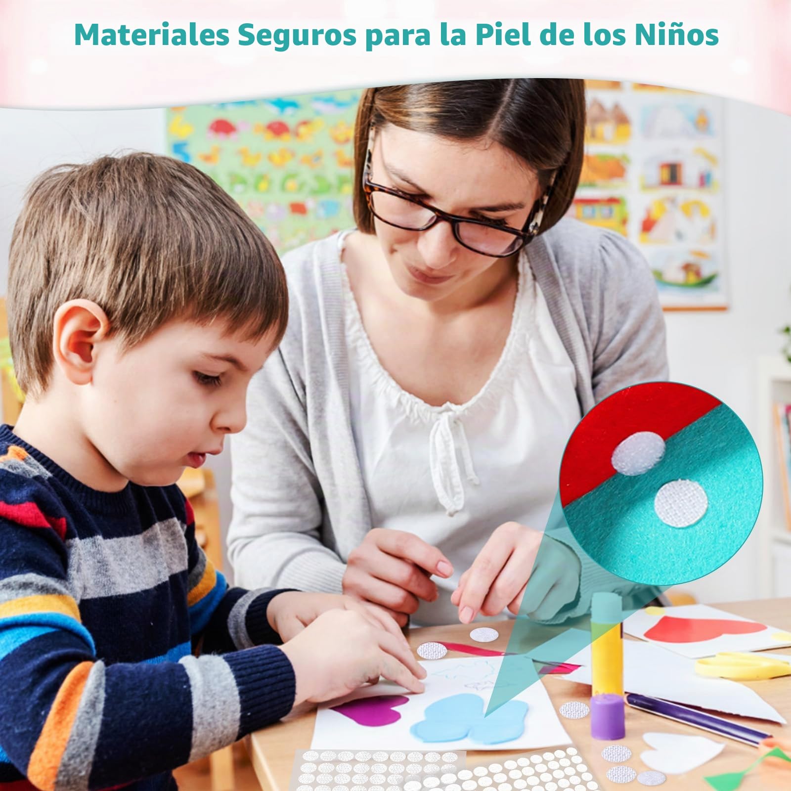 Vinabo 1080 Piezas de Pegatinas Redondas para Rayar, 540 Pares de Ganchos y Bucles Autoadhesivos con Puntos para Rayar de 10 mm, Puntos para Rayar Autoadhesivos para Bricolaje, Manualidades, etc