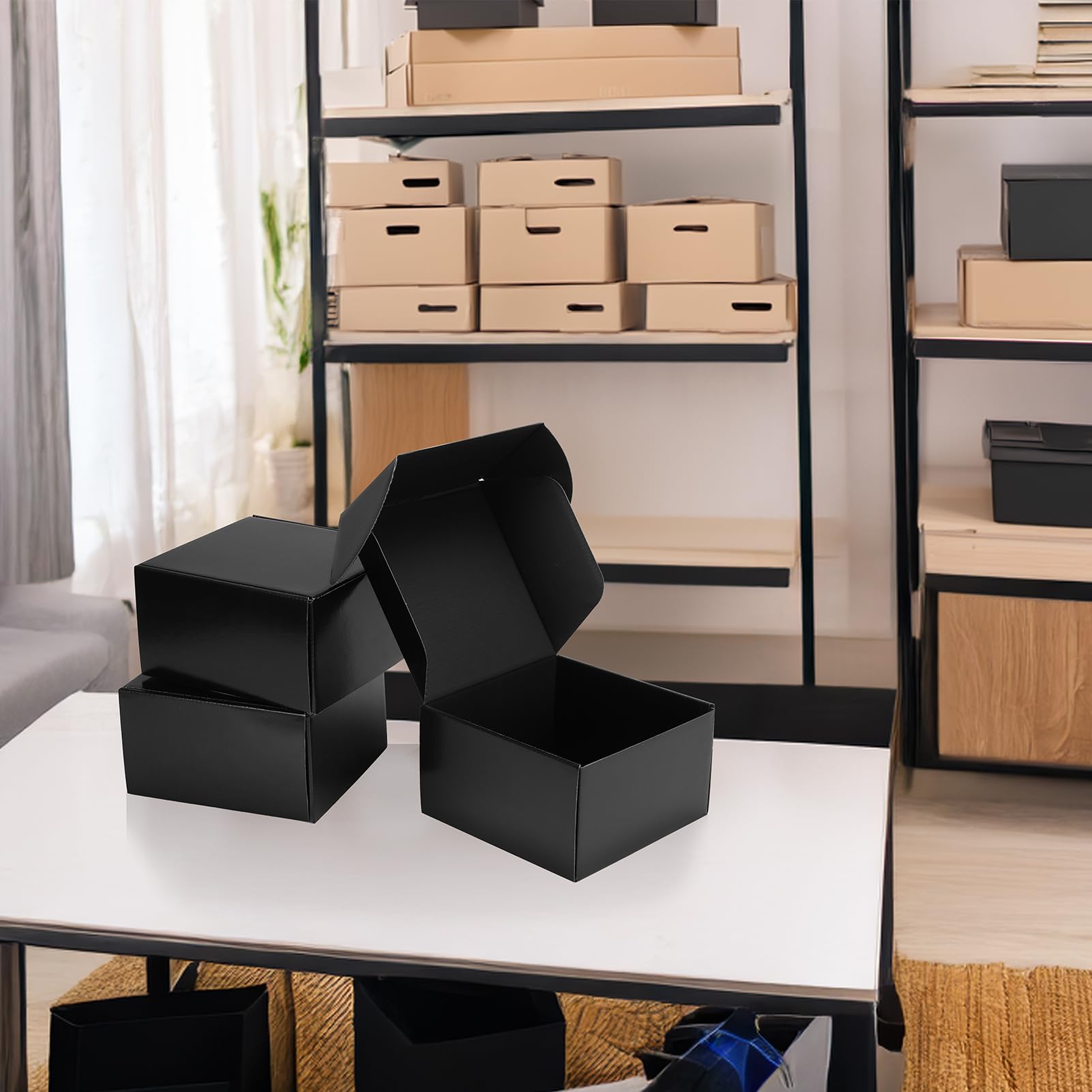 Rempry Versandkartons aus Wellpappe, 17,8 x 17,8 x 10,2 cm, Schwarz, 30 Stück, für kleine Unternehmen, kleine Geschenkboxen für den Versand von Geschenken