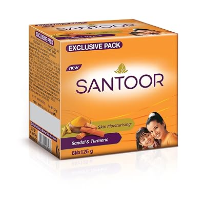 Santoor Skin Moisturizing Sandal & Turmeric Bathing Soap with Nourishing & Anti-Aging Properties| Fo