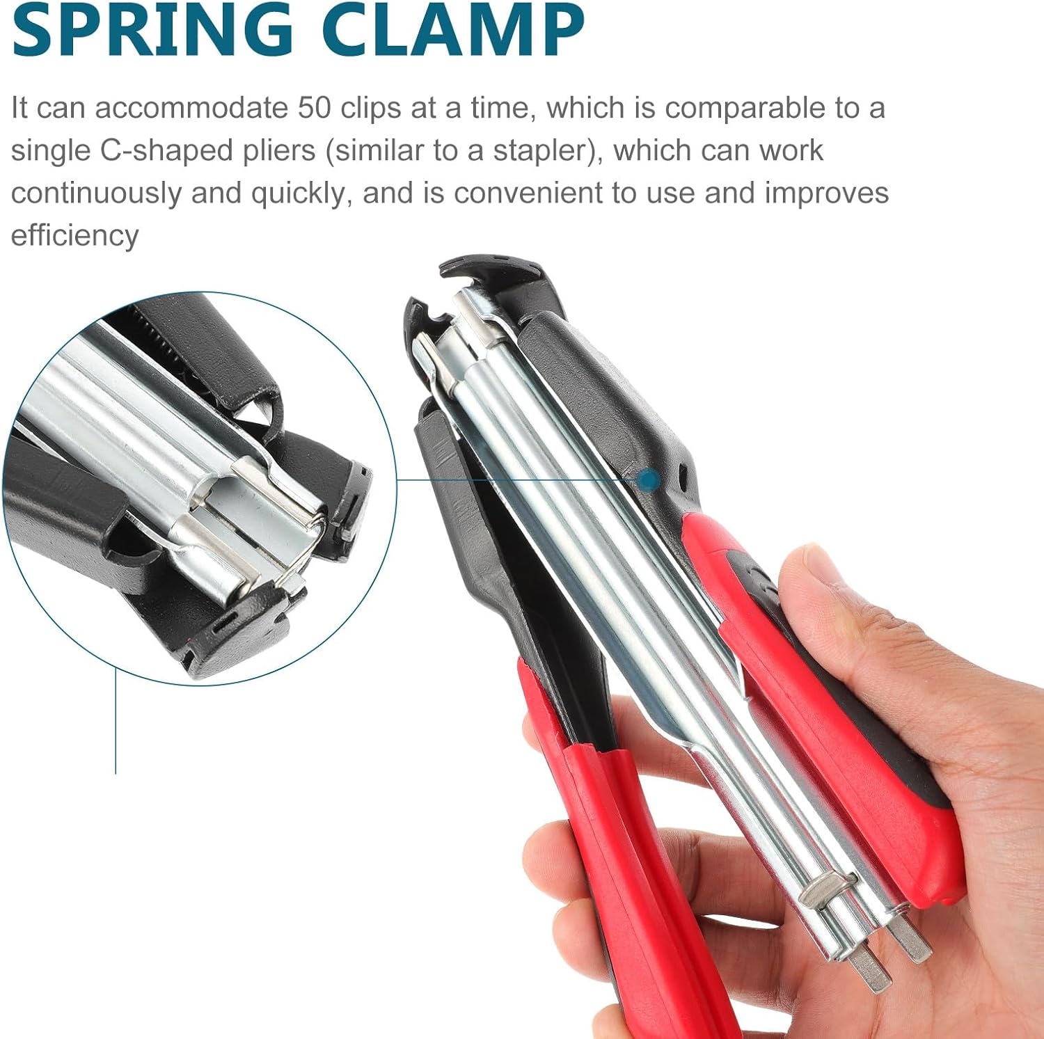 Ring Fastener Nail Pliers C-shaped Wire Cage Clamp Hand Tool for Poultry Birdcage Fence Installation with Red Handle