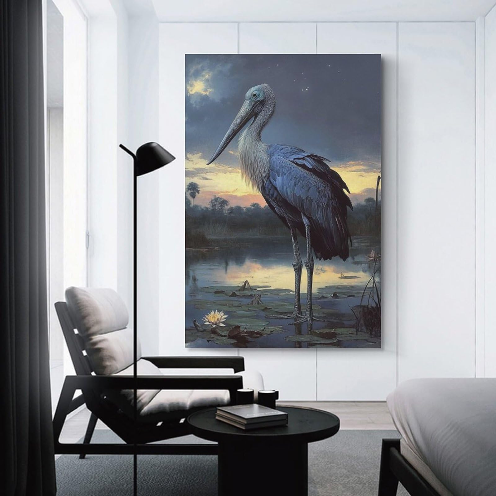 Junmoney Unframe-Style-2 Shoebill Stork At Dusk Canvas Art Print 12X18inch(30X45cm), For Apartment Walls, Studios Or Work Areas, An Easy Choice For New Home Styling