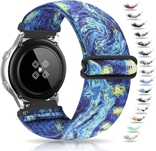 Veezoom Elastic Bands Compatible with Samsung Active 2 Watch Band 44mm 40mm, Adjustable 20mm Nylon Wristband for Galaxy Watch 4 40mm 44mm/Galaxy Watch 4 Classic 46mm 42mm/Watch 3 41mm/Watch 42mm