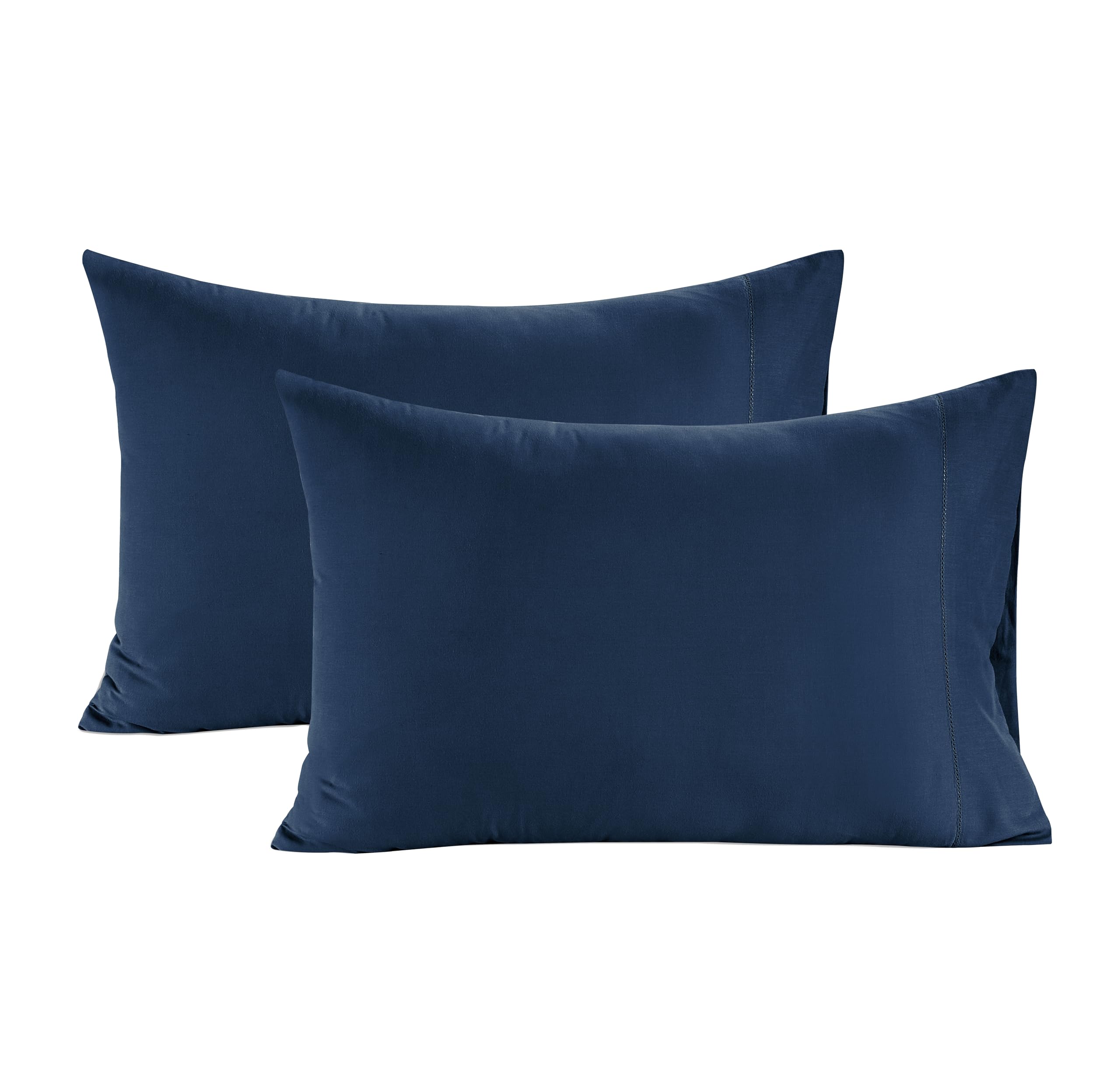 Lane Linen 100% Organic Cotton King Size Pillow Cases Set of 2 (20''x36'') - Certified Organic Cotton Pillowcases - Navy Blue