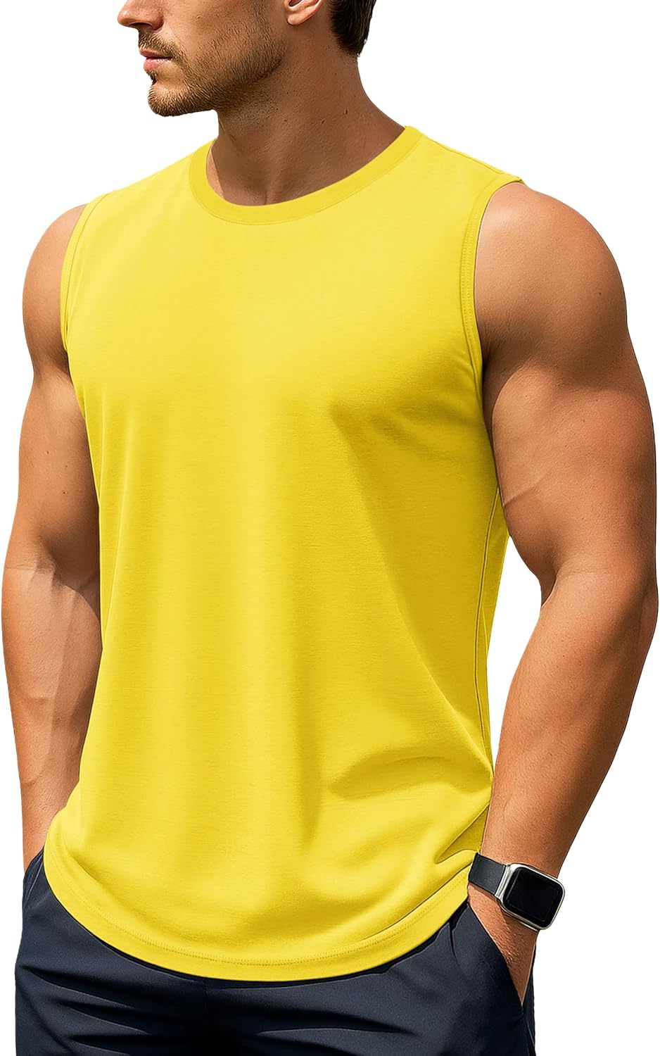 TACVASEN Men's Sleeveless Shirt UPF 50+ Sun Protection Tank Tops Lightweight Moisture Wicking Gym Workout Muscle Shirts