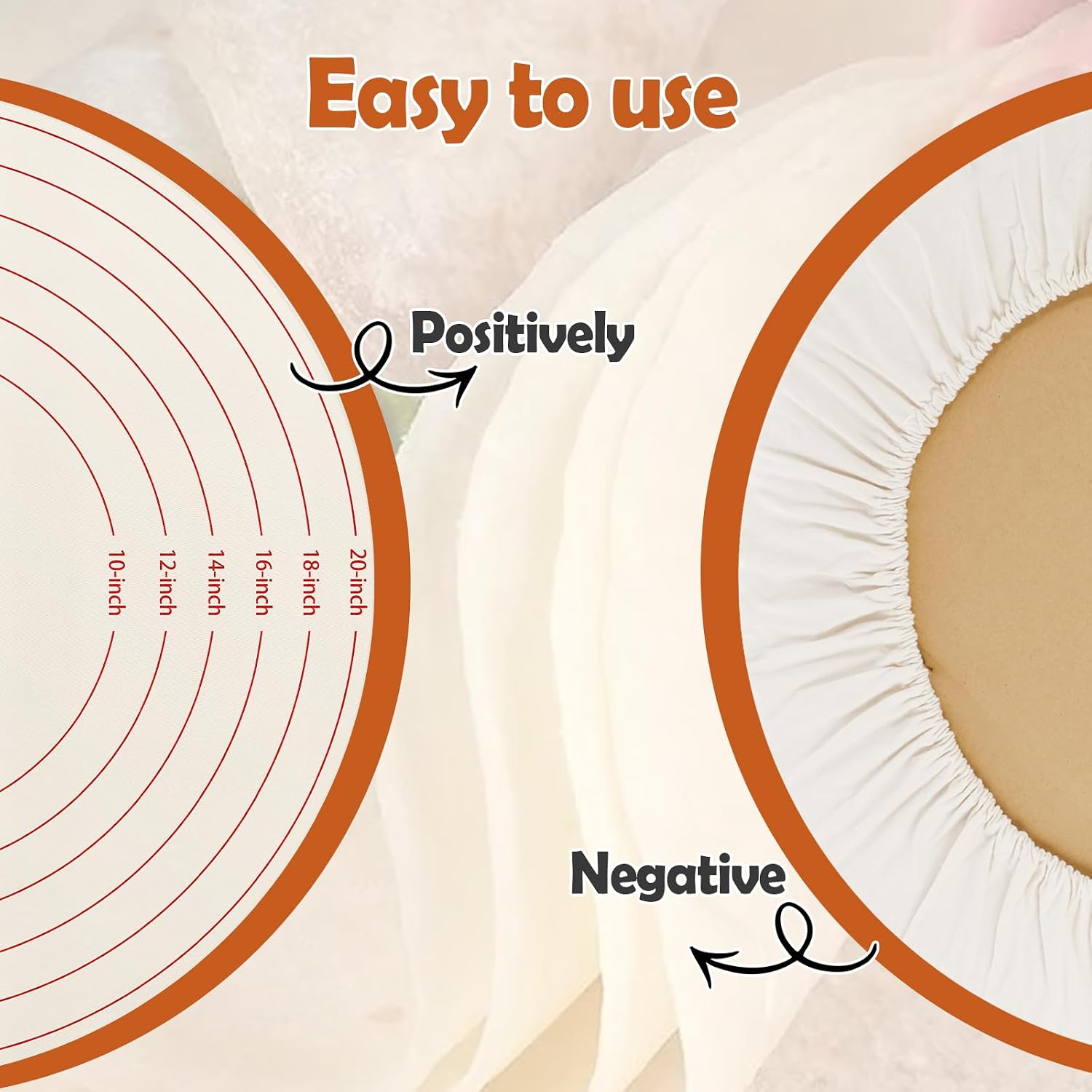 Lefse Making Pastry Cloth, 20 Inch Round Baking Mat, Pastry Mat with Measurements for Rolling Dough, Pastry Cloth for Rolling Dough
