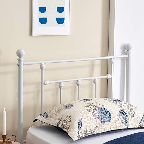 Miniatura 5 de VECELO Base de cama de plataforma metálica de tamaño individual con cabecera y estribo, soporte de listones de alta resistenciano necesita somier,