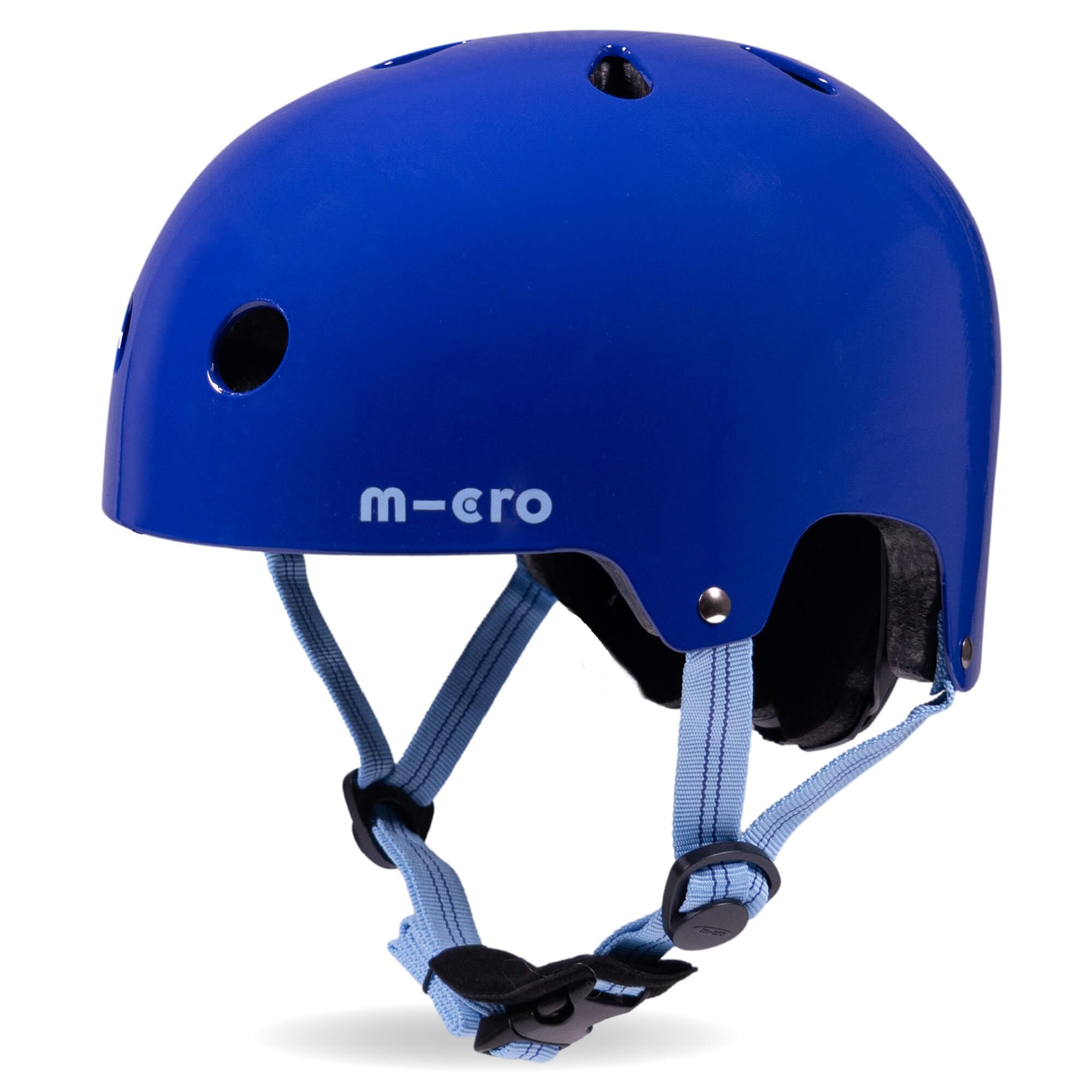 Micro Scooter | Bike/Scooter Deluxe Kids Helmet | Kids Bike Accessories | LED Rear Light | Protective Chin Strap | Inner Padding | Adjustable Strap & Sizing Wheel | X-Small (46-50cm) | Glossy Blue