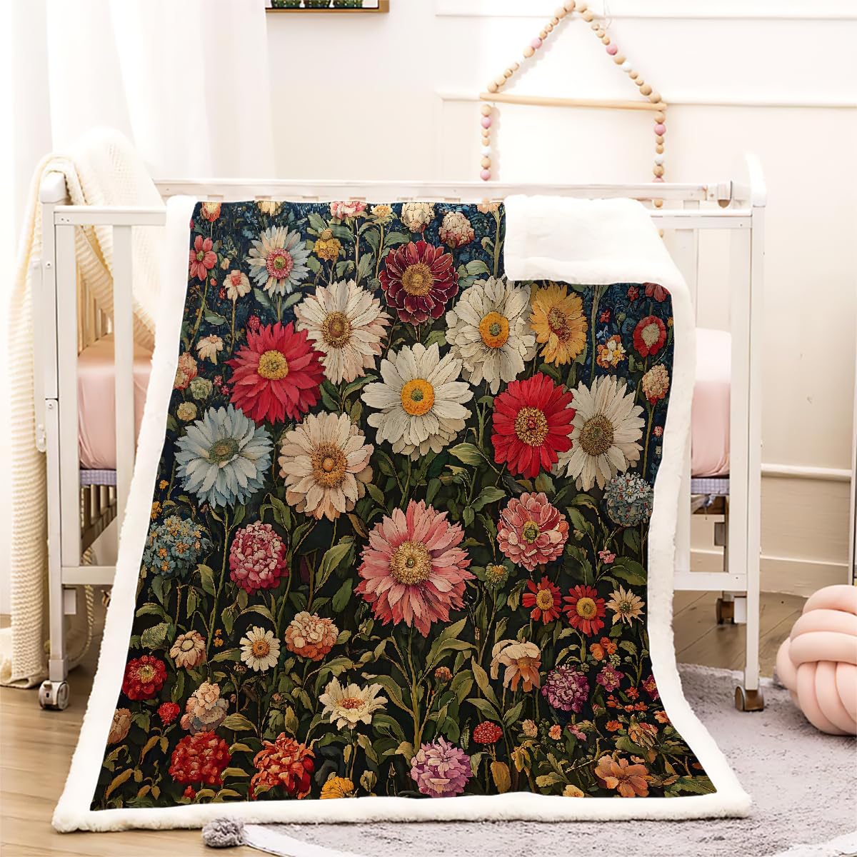 Couverture Polaire en Microfibre 3D Fleurs de Qualité Supérieure Dorlotante