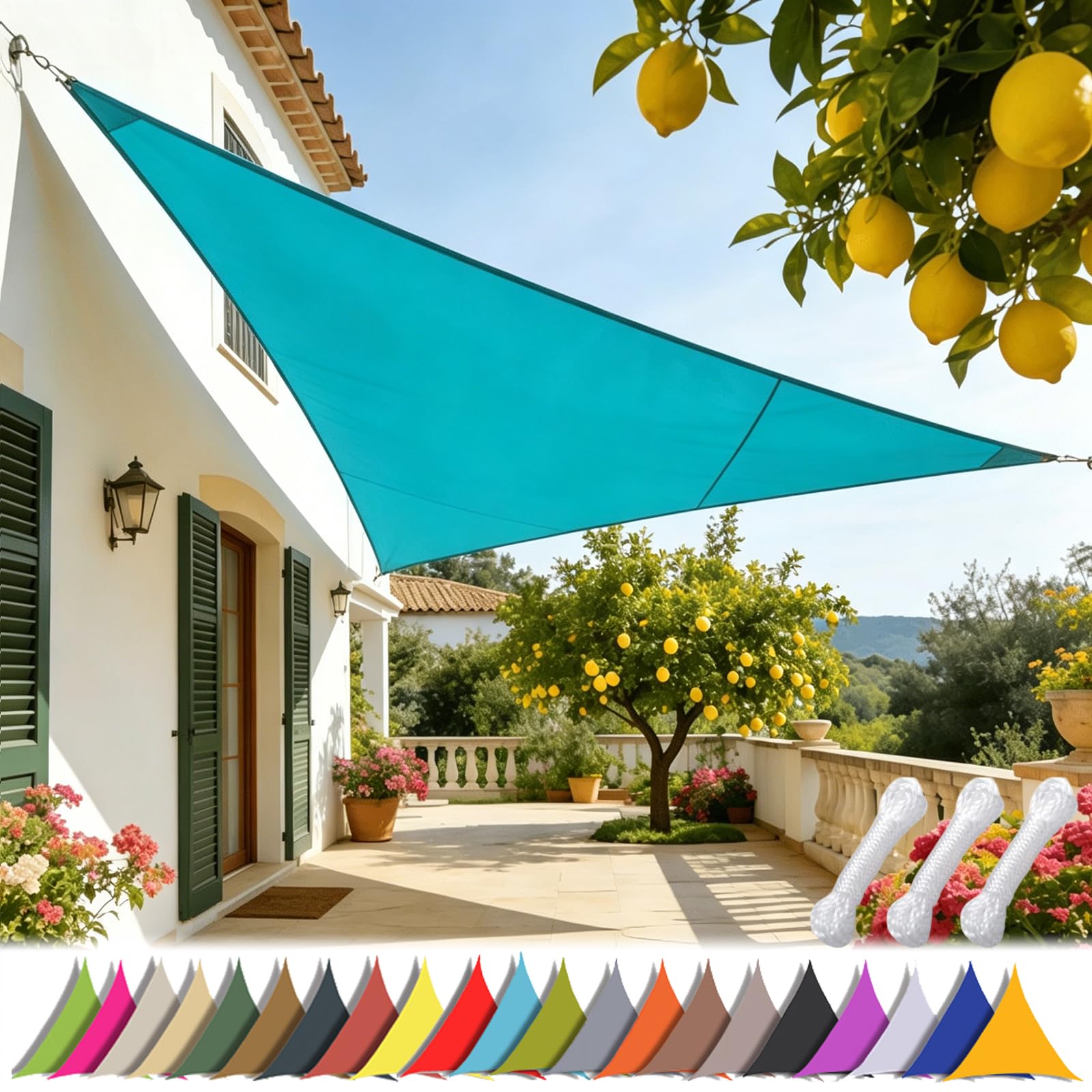 Auvent triangulaire de camping et jardin 4.5m pour repas d'été ombragés