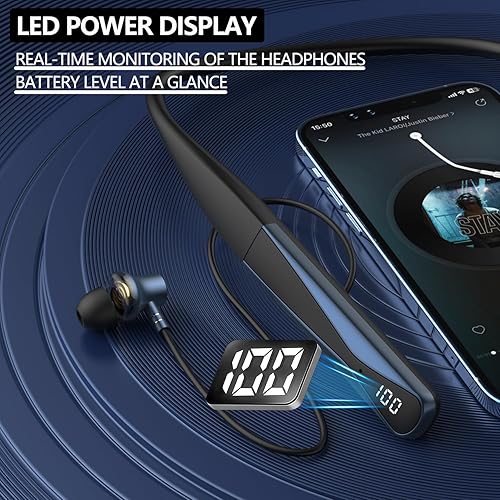 Miniatura 6 de Auriculares alrededor del cuello, pantalla de alimentación LED V6.0, 35 horas de reproducción, auriculares intraurales, auriculares envolventes para