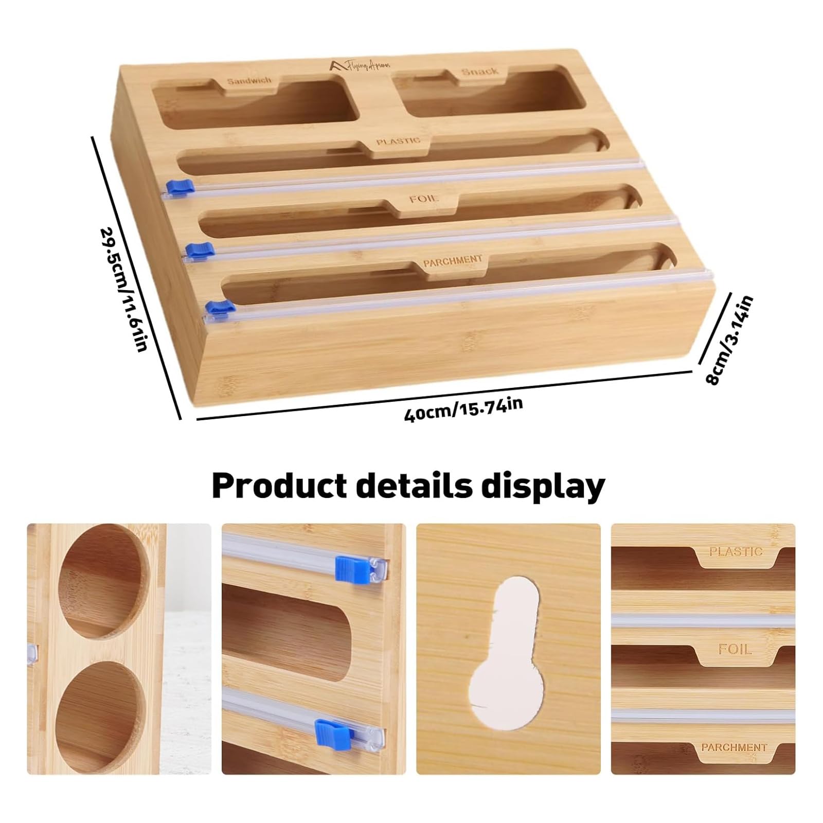 Hochwertiger Holzhalter mit glattem Schneidemechanismus für ordentliche Küchenorganisation, Küchenaufbewahrung, Aufbewahrungsbehälter