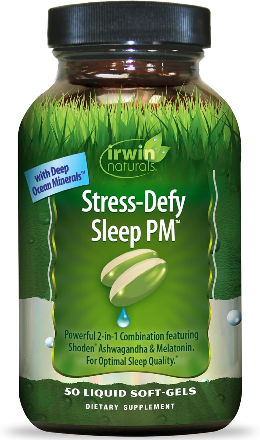 Irwin Naturals Stress-Defy Sleep PM – 50 Liquid Soft-Gels – Relaxation & Nighttime Restoration
