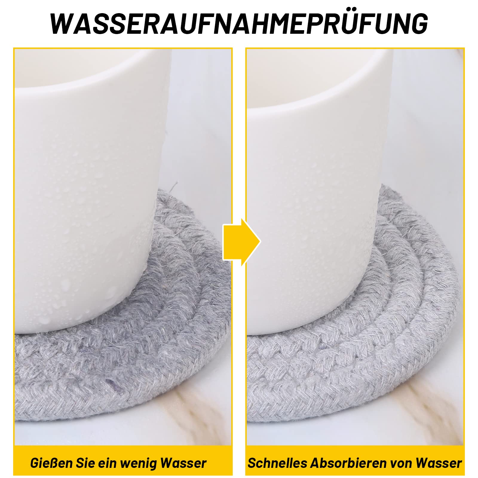 8 Untersetzer Aus Baumwolle Mit Halter – 4 Farben, 11 Cm, Saugfähig, Minimalistisch