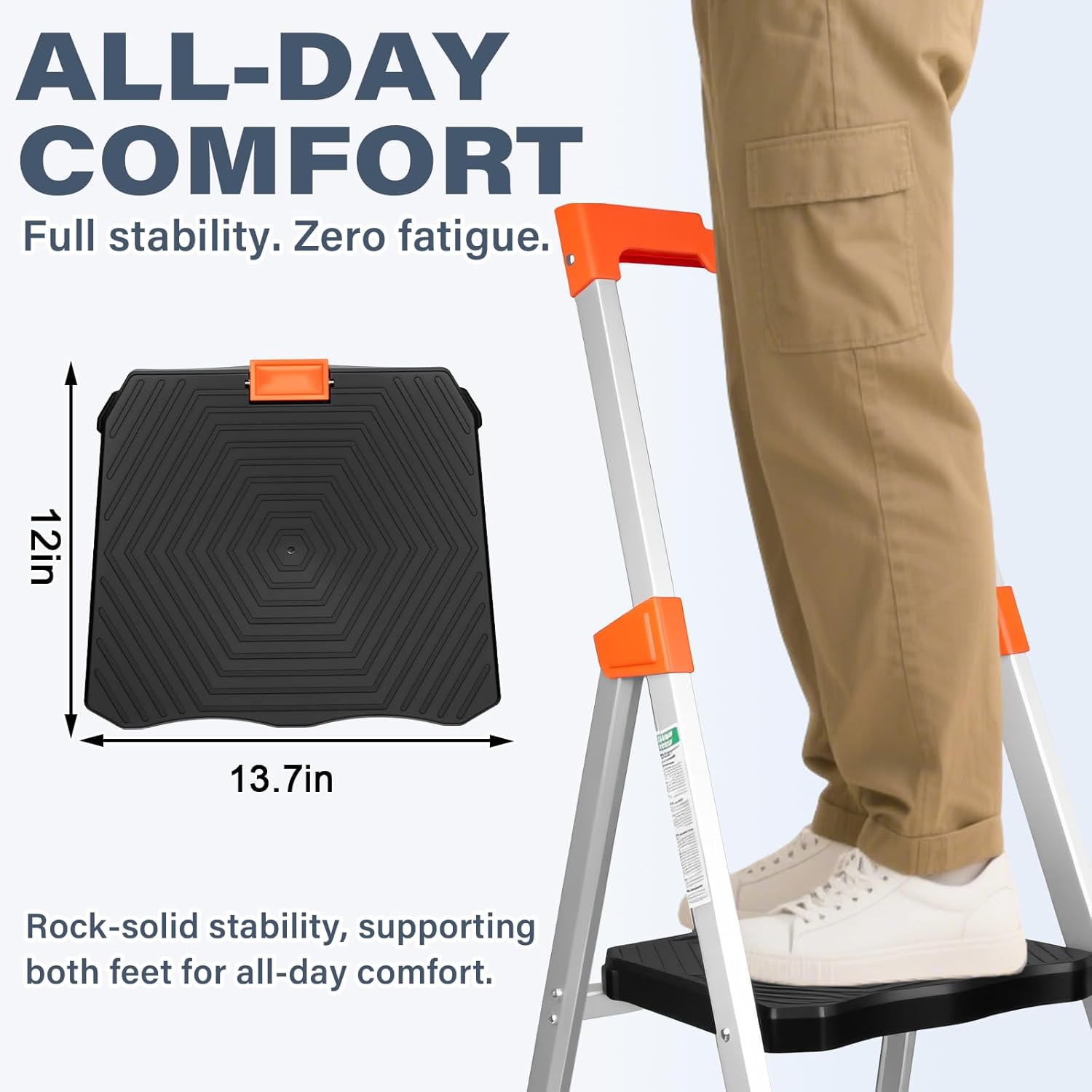 Valeo 3 Step Ladder with XL Platform, 3 Step Aluminum Lightweight Folding Ladder, 330 lbs Weight Rating,Folding Step Stool with Large Anti-Slip Feet,No Assembly Required