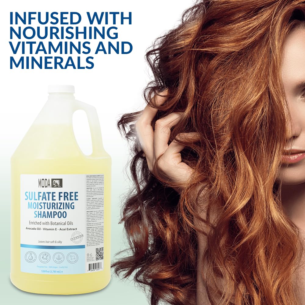 MODA Sulfate-Free Shampoo & Moisturizing Conditioner Bundle, 1 GAL & 128 Oz - Strengthens, Restores, Adds Shine & Volume for All Hair Types