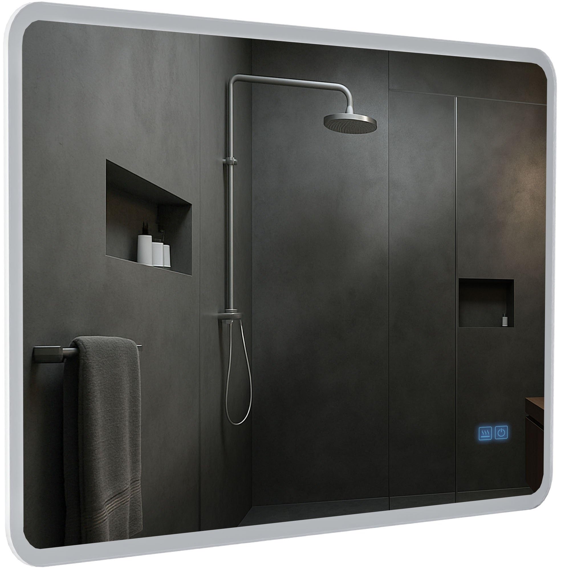 CLP Specchio da bagno Jericho con illuminazione, altoparlante Bluetooth, specchio da bagno antiappannamento, specchio da parete LED, Dimensione:70x100 cm