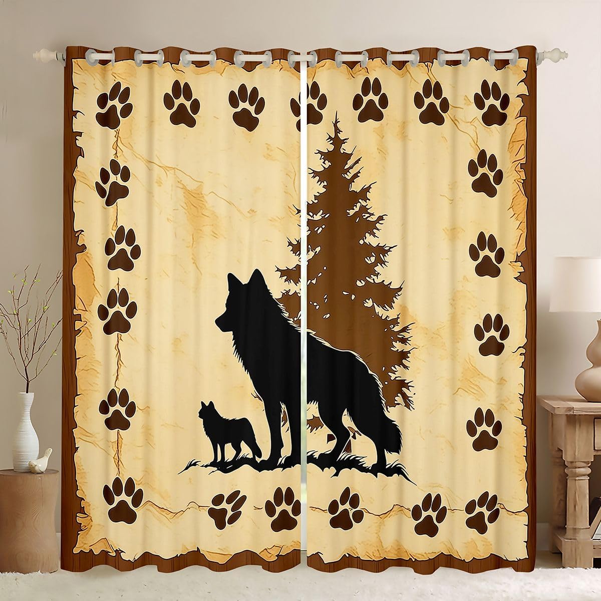 Castle Fairy Rustic Cabin Window Curtain 38Wx45L 2 Panels
