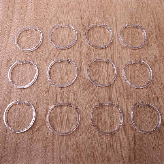 12 Pcs/Set Premium Curtain Rings Bathroom Shower Curtain Rings Securely in Place O Shape Hooks
