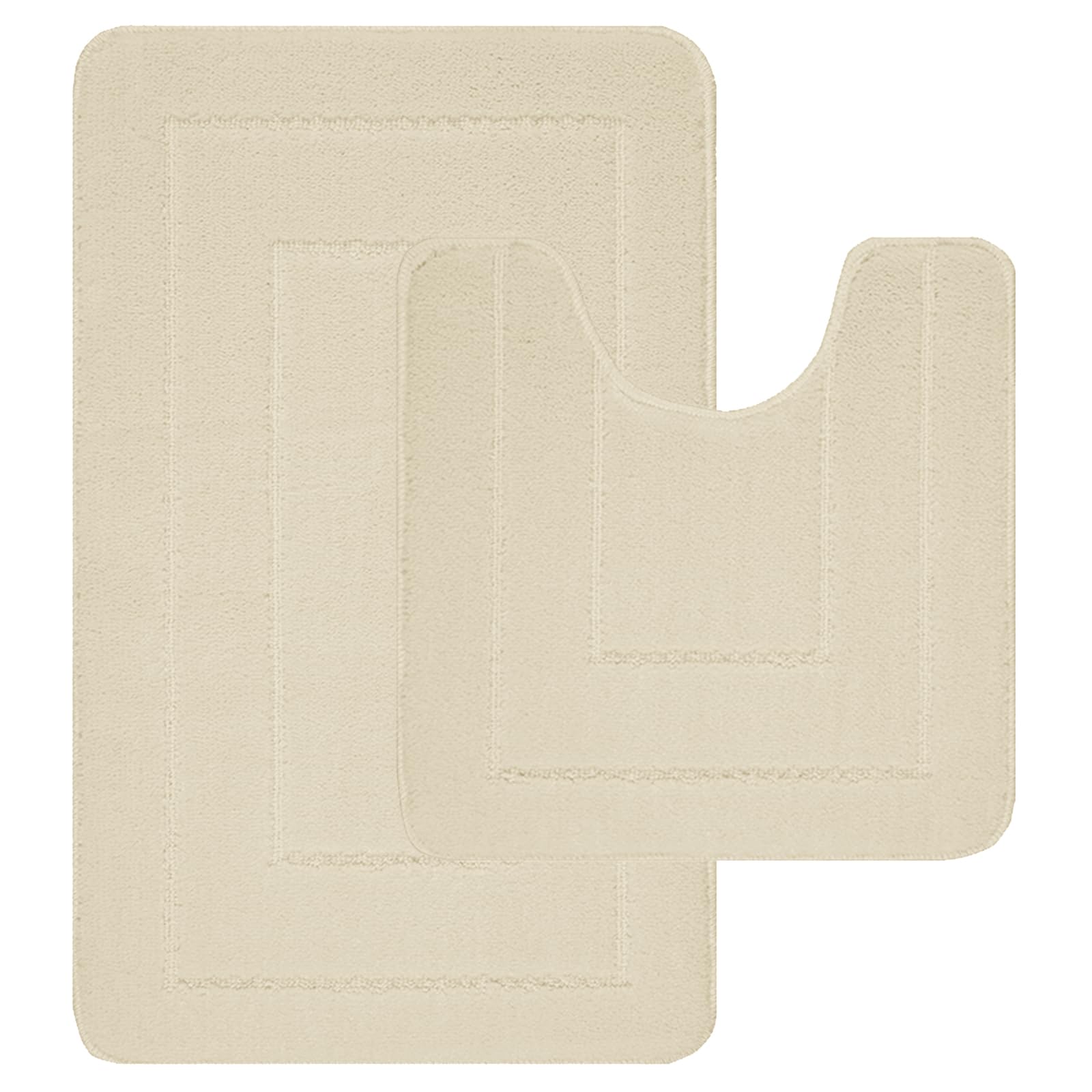 Tapis de bain absorbants et lavables lot de 2 de toilette couleur crème