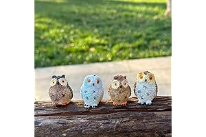 Owl Miniature Figures - Set of 4 Realistic Owls for Your Fairy Garden