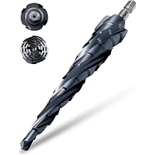 toolant Deep-Hole Four-Spiral Flute Cobalt Step Drill Bit, Extra-High 10mm Steps to Power Through Thick Plates, 1/4"-7/8" Unibit with 1/4" Hex Shank for Metal, Stainless Steel, Wood